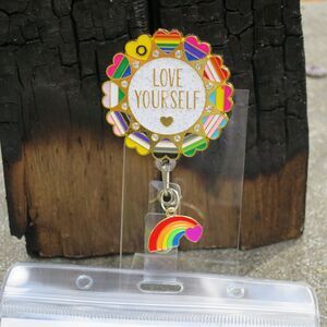 Love Yourself Pride Shiny Luxury Elegant Retractable Badge Reel Doctors, Nurses